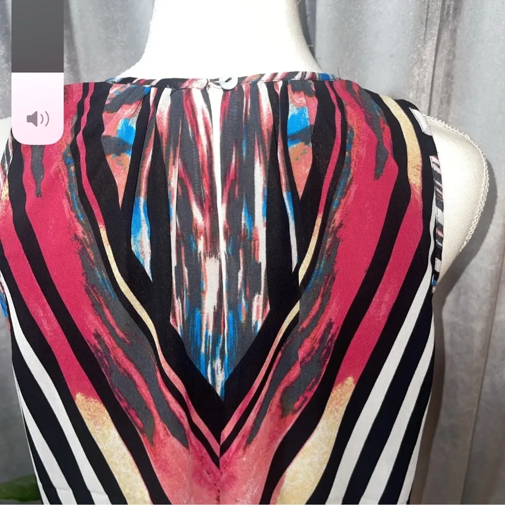 SLEEVELESS BLOUSE-BLACK W/ MULTICOLOR  WOMEN'S MEDIUM - Image 4