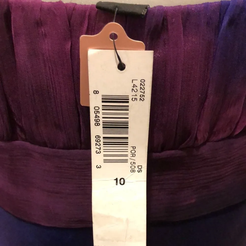 LAUNDRY SHELLI SEGAL Purple Silk Dress With Gentle Darting & Layers Sz 10 NWT - Image 7