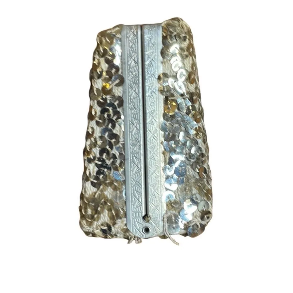 50s Vintage Silver Sequin Square Micro Purse - Image 8