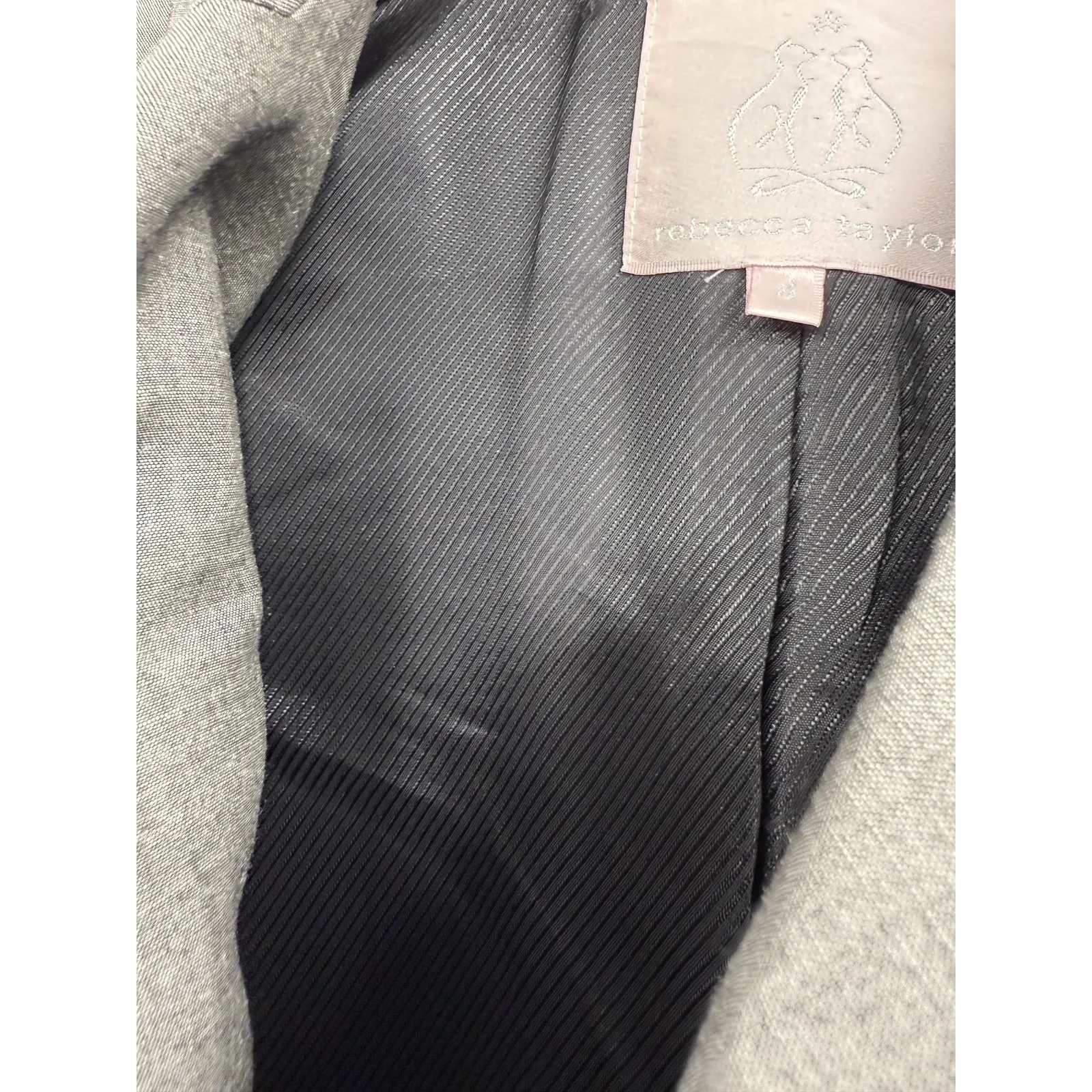 Rebecca Taylor Blazer Womens 6 Gray Bow Pocket Lined Tailored Office Jacket - Image 3