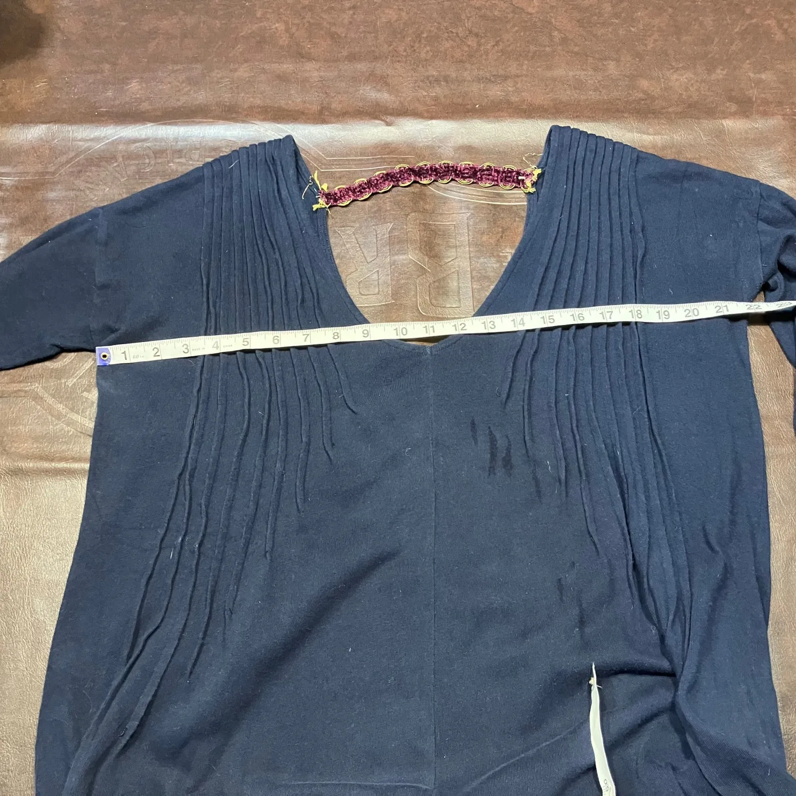 Free People Long Sleeve Cotton‎ Midi Dress Navy Womens Medium Relaxed Grunge Emo - Image 15