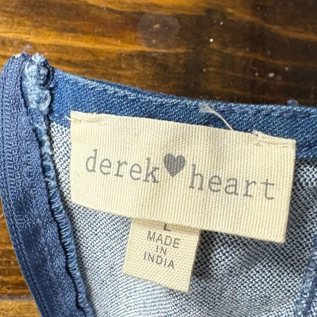 Derek Heart Denim Crop Jumpsuit Size‎ Large - Image 8