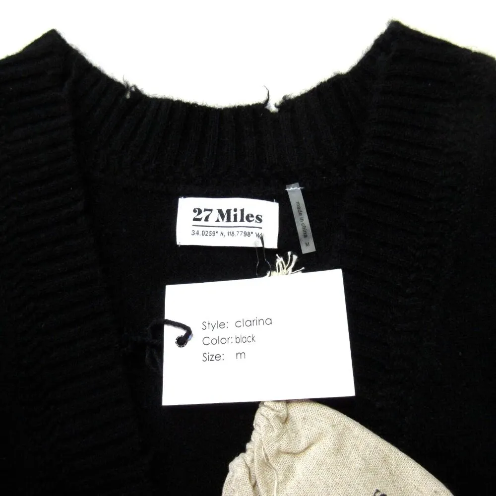 NWT 27 Miles Malibu Clarina in Black Cashmere Distressed Mini Sweater Dress M Size M - Image 6