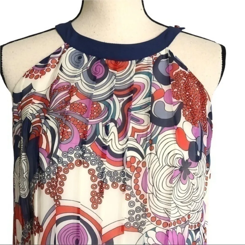 Liberty Of London Pleated Floral Halter Dress Size S Red - Image 6