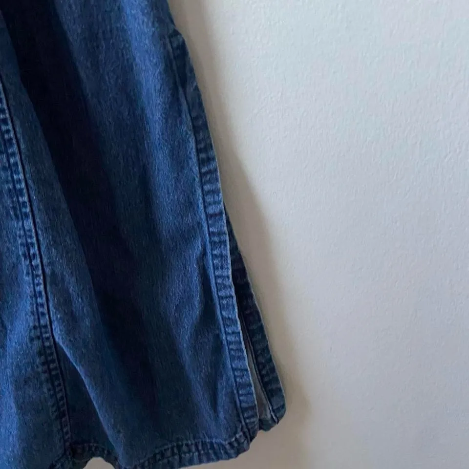 Vintage 90s Blue denim maxi skirt with elastic waistband and small side slits Size XL - Image 3