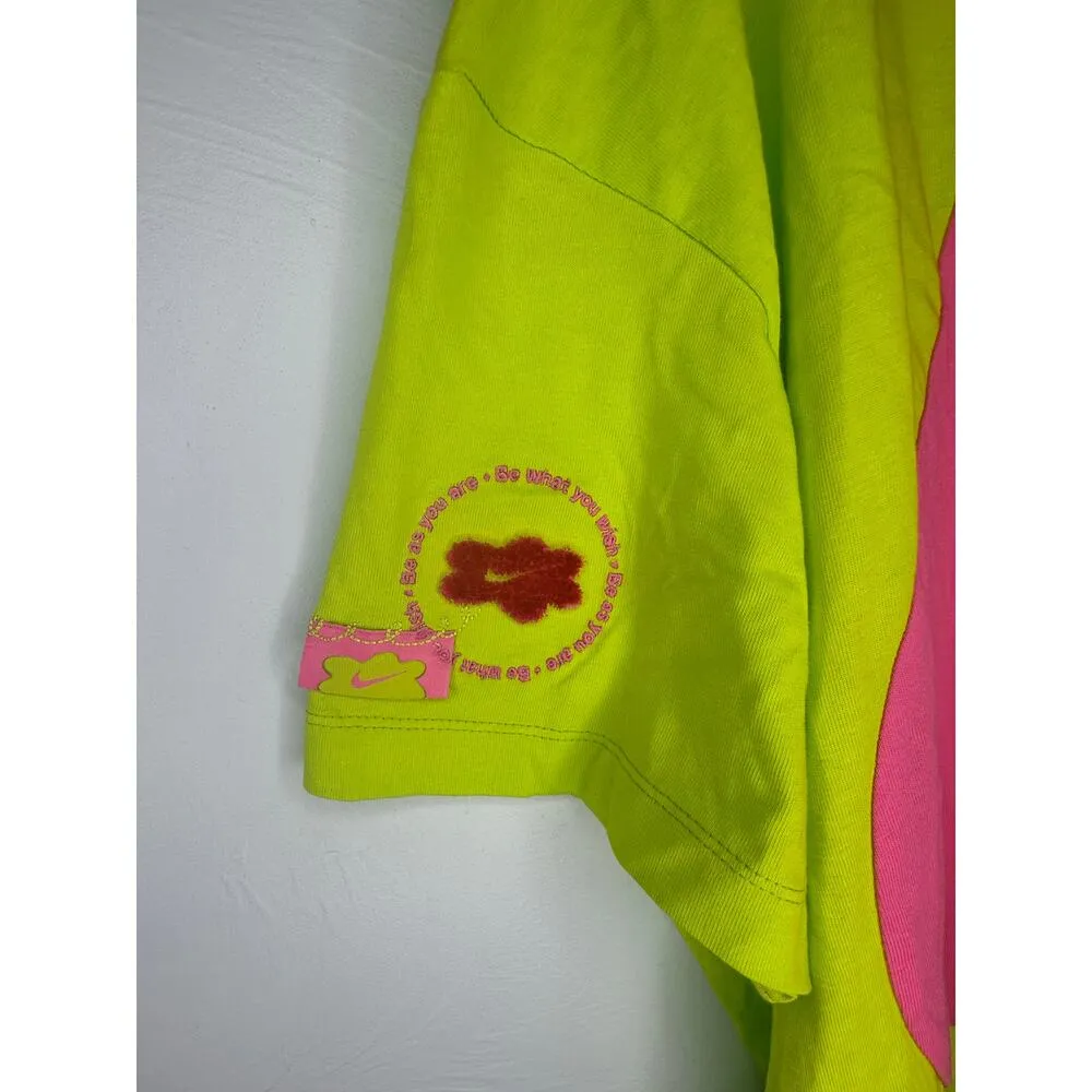 Nike Uphoria Cut and Sew Center Swoosh Short-Sleeved T-Shirt Size XL Pink Green - Image 4