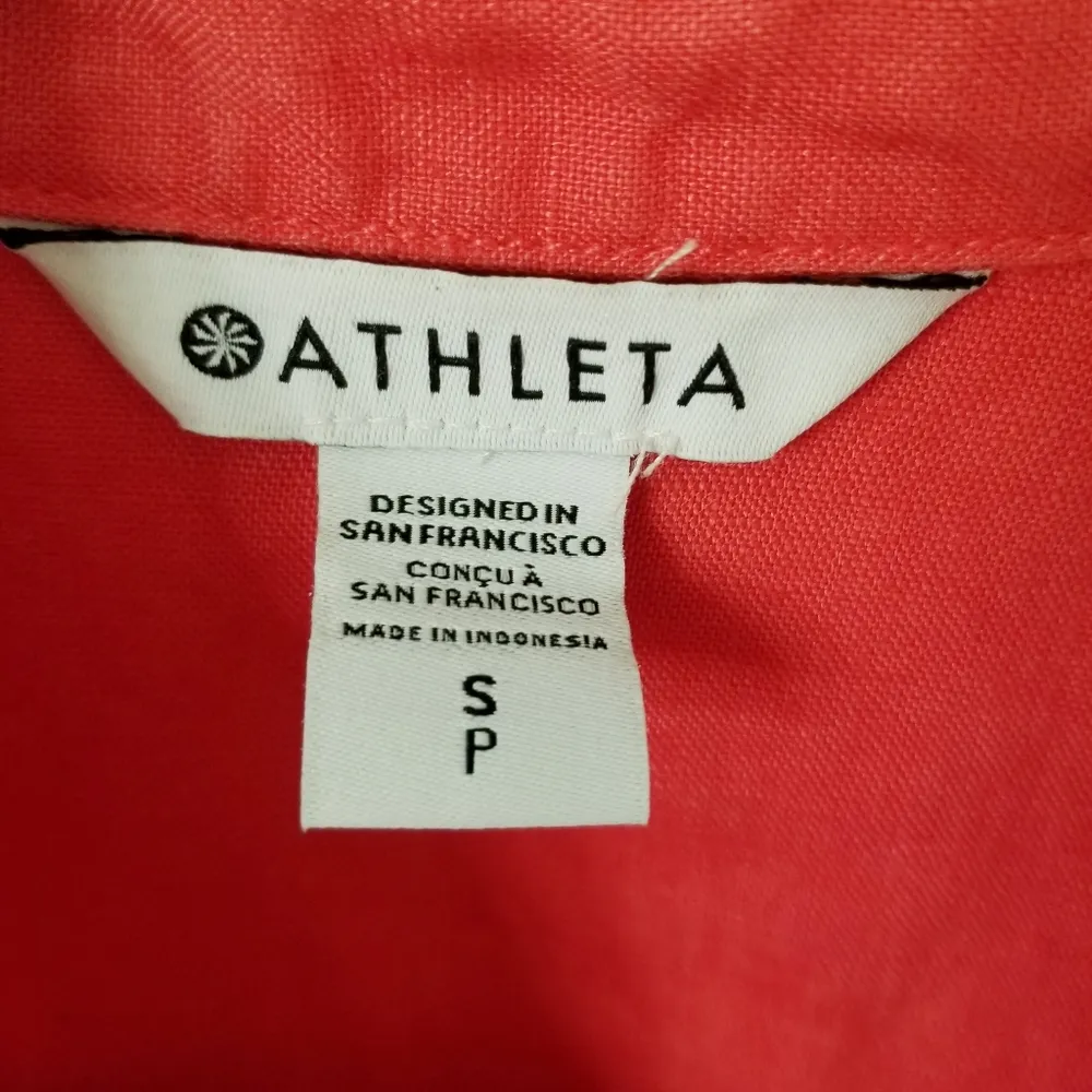 {S} Athleta Playa Linen Tie Top Passionfruit Coral - Image 9