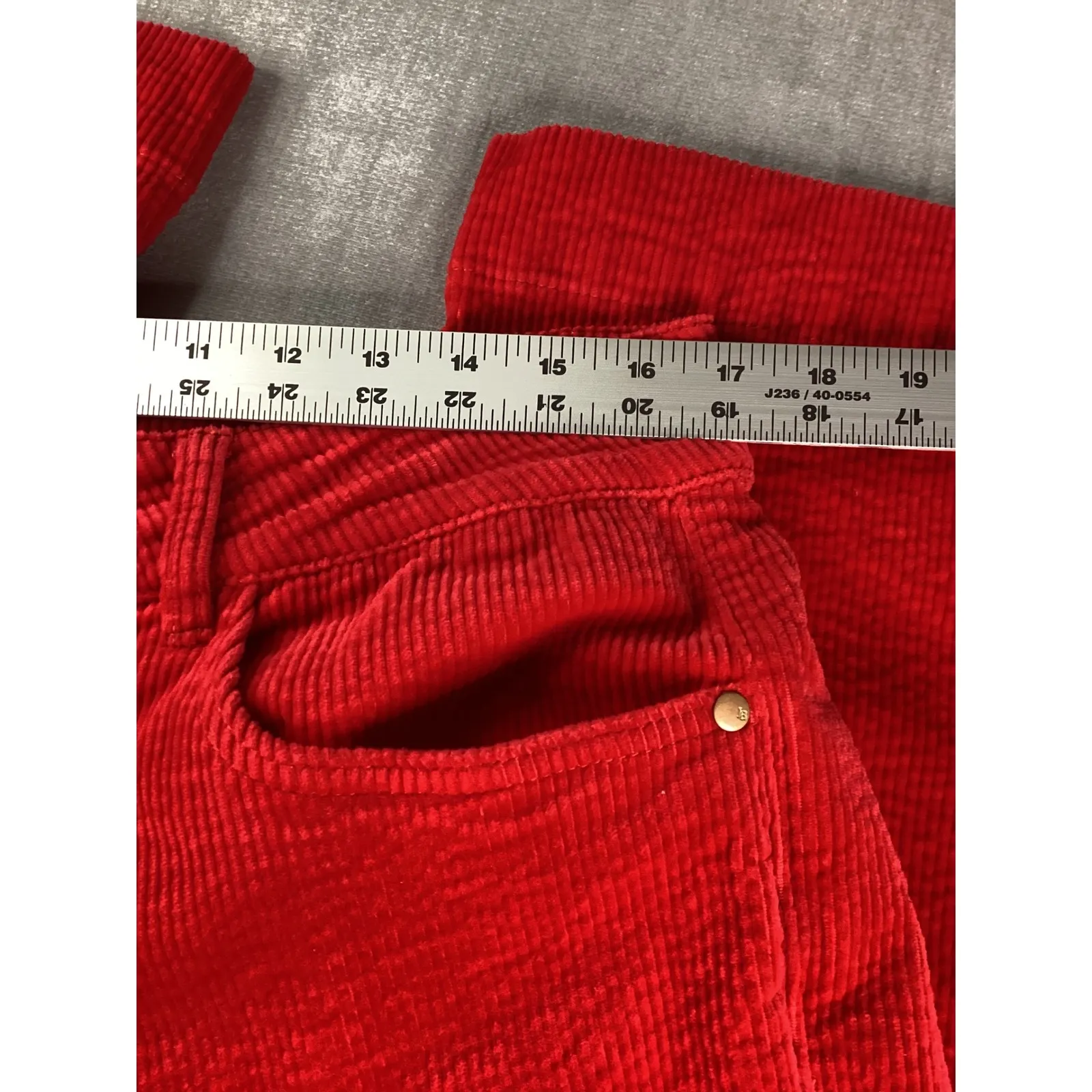 Judy Blue Red Corduroy Wide Leg Pants Women's 14W Flare Button Fly - Image 3