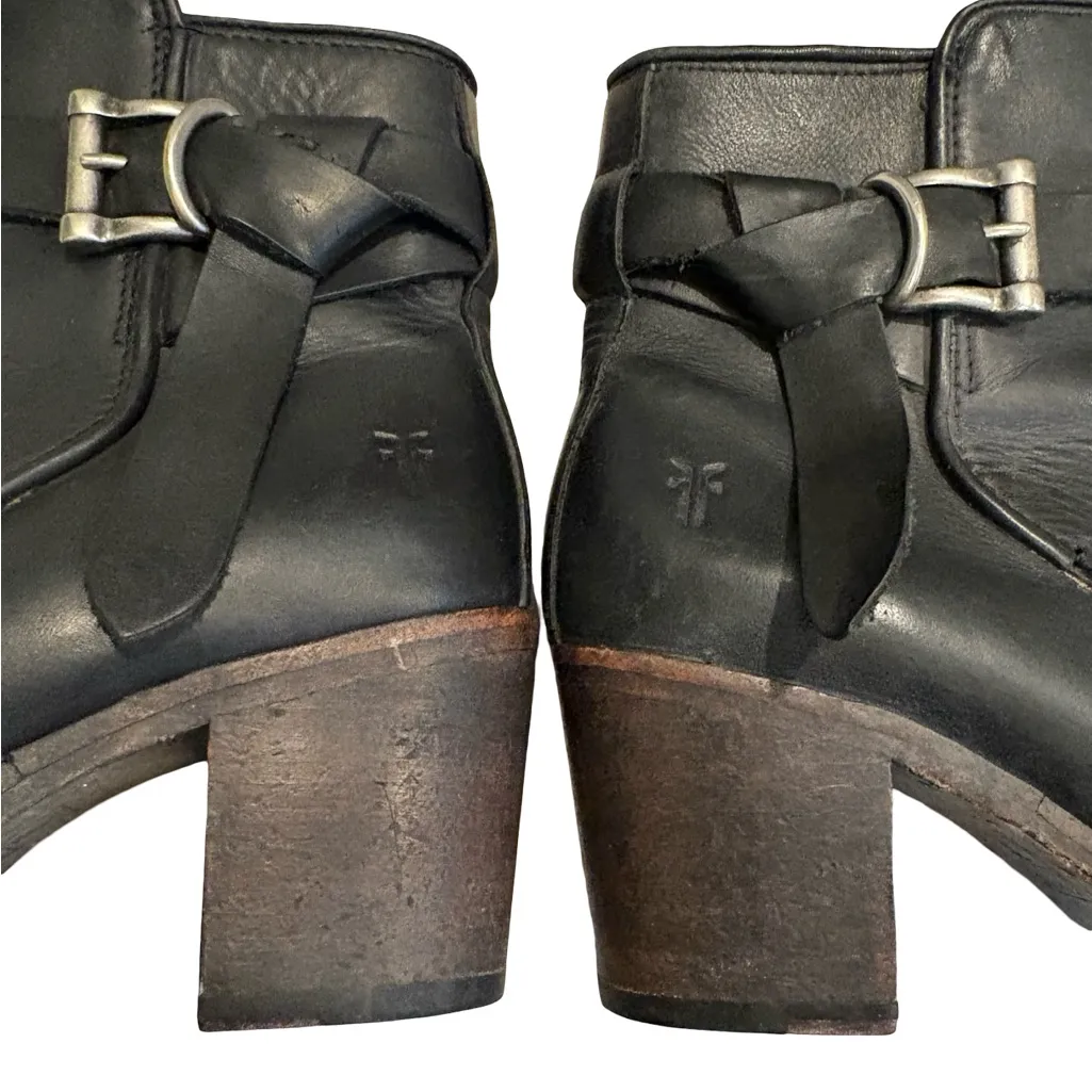 FRYE Malorie Knotted Short Boots Black Leather, Sz 6 - Image 10