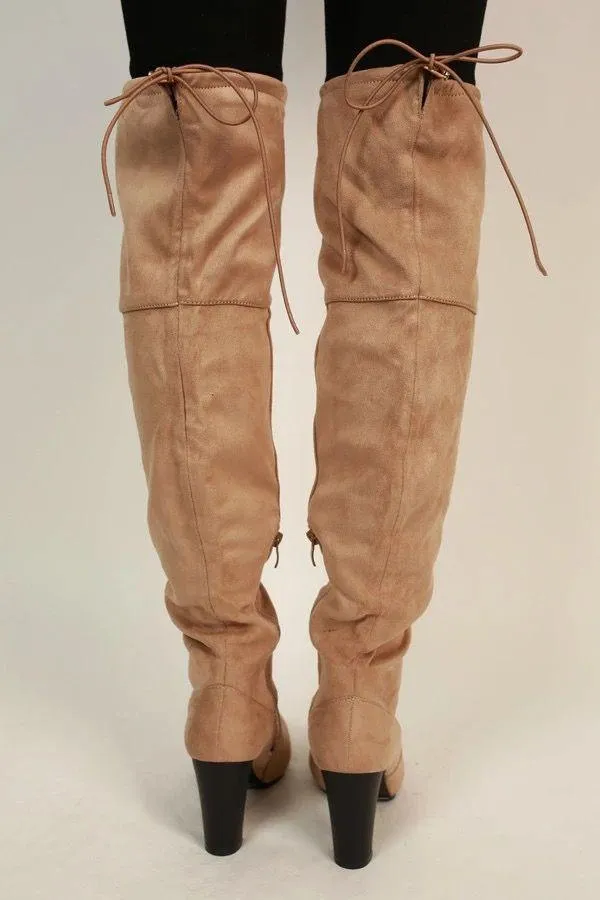 Taupe OTK Faux Suede Boots - Image 3
