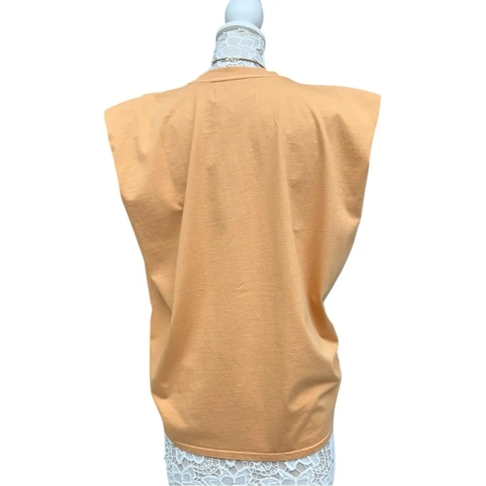 Free People x Sandrine Rose Padded Shoulder Tank Tee Size S Oversized, Golden Orange - Image 5