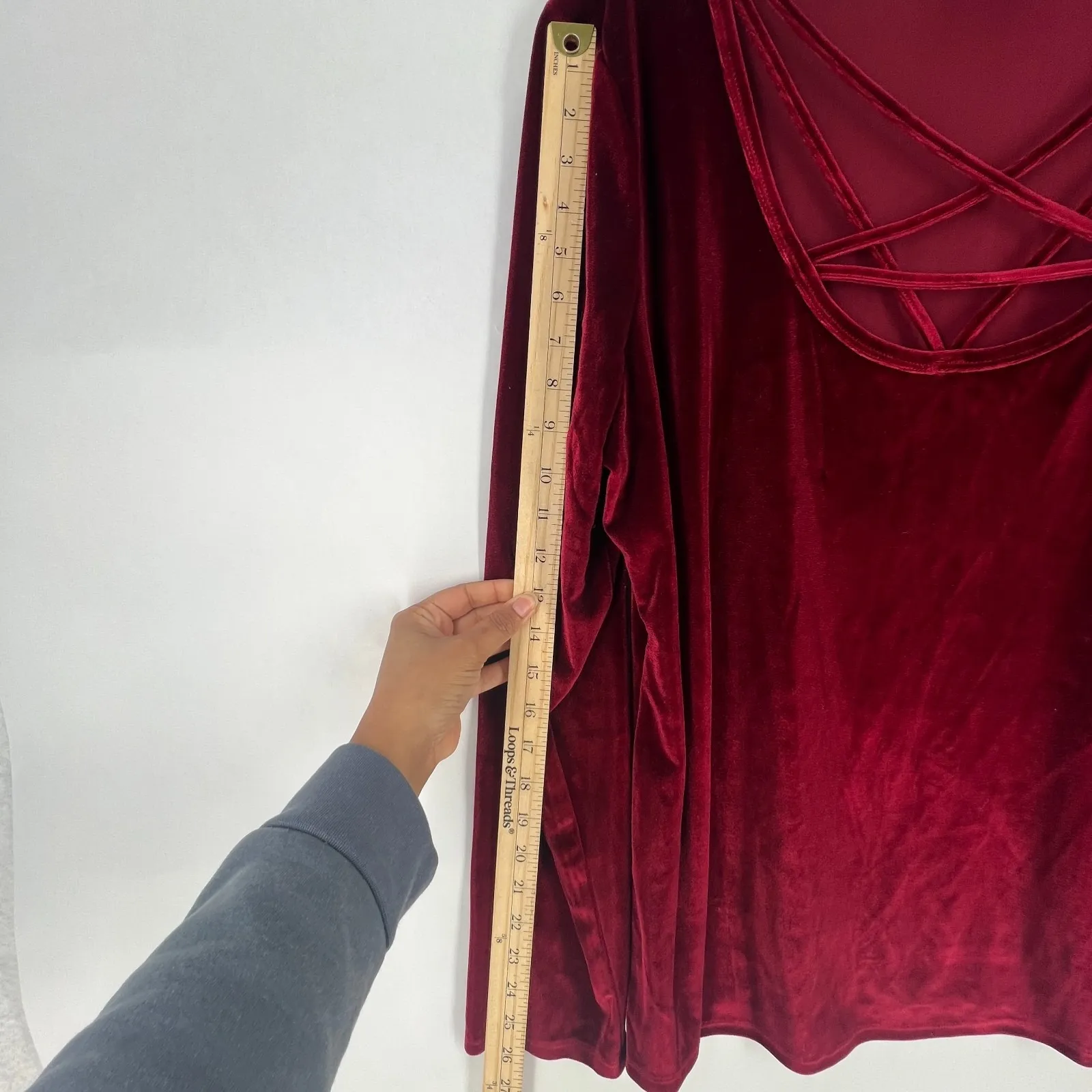 Hot Topic Womens Top 3X Burgundy Stretch Velvet Pentagram Strappy Emo Goth Witch - Image 8