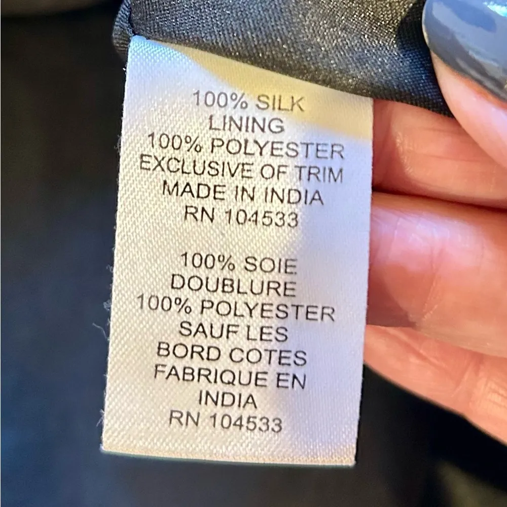 NANETTE LEPORE Silk Gold Metallic Embroidered Key Hole Neck Occasion Dress Sz 6 - Image 10