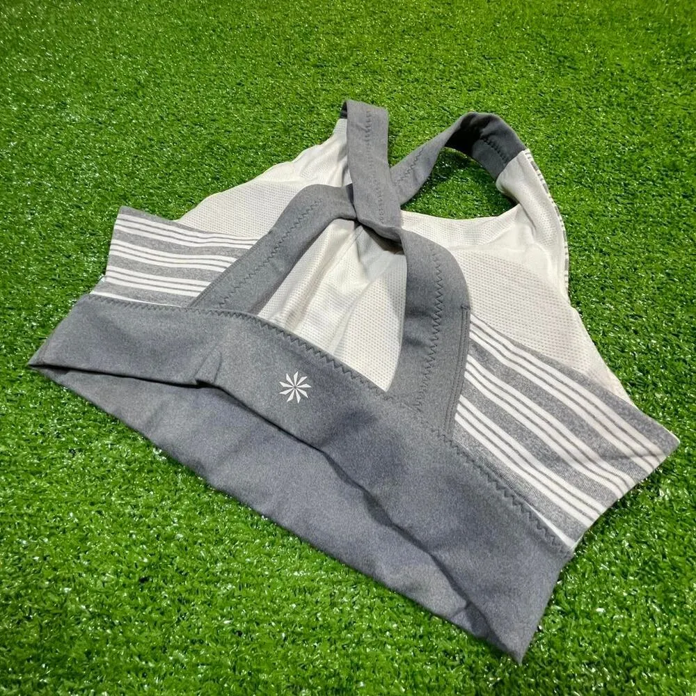 Athleta Womens M Active Padded Sports Bra Stripped Sporty Running‎ Activewear - Image 3