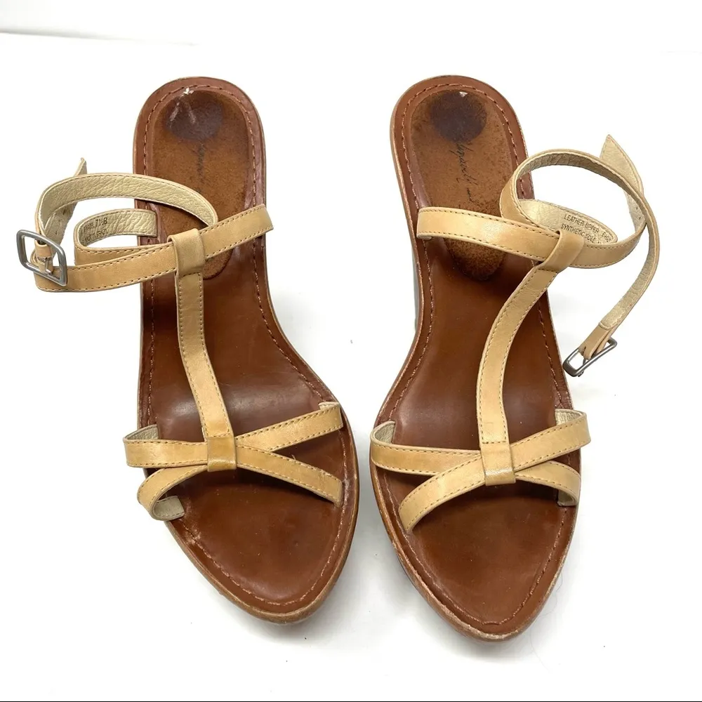 ELIZABETH & JAMES leather platform wedge sandals, size 7.5 - Image 7