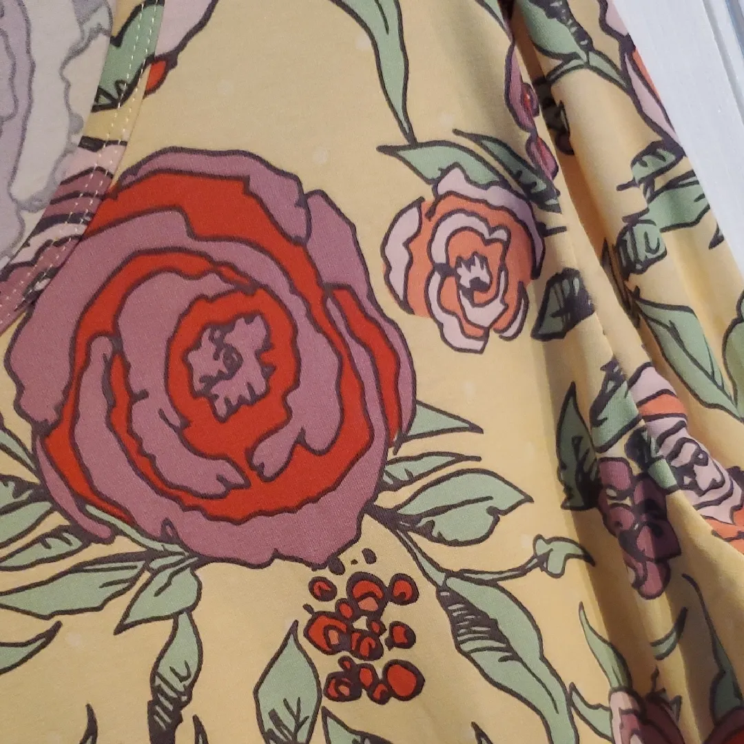 LuLaRoe Debbie  Long Sleeve Dress - Red and Purple Floral - Image 3