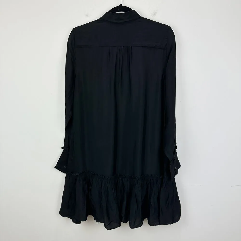 J.Crew Amelia Popover Shirt Dress Drapey Viscose Twill Long Sleeve Black XS NWT - Image 10