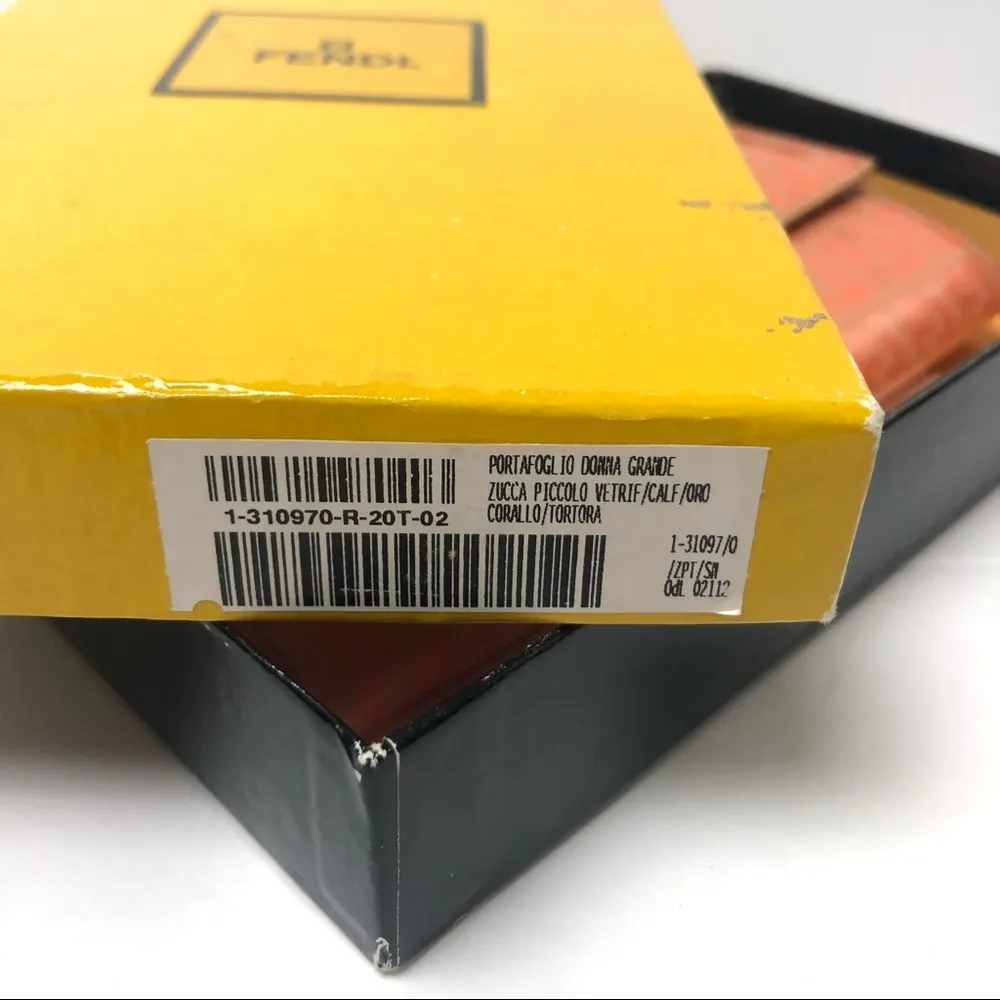 Fendi Zucca Coral Tri Fold Long Wallet Vintage in Box - Image 7