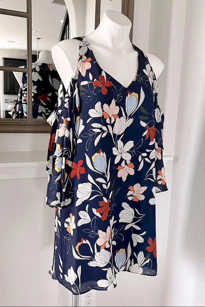 Parker Floral Mini Dress Shift Cold Shoulder Size S NWT $398.00 - Image 3