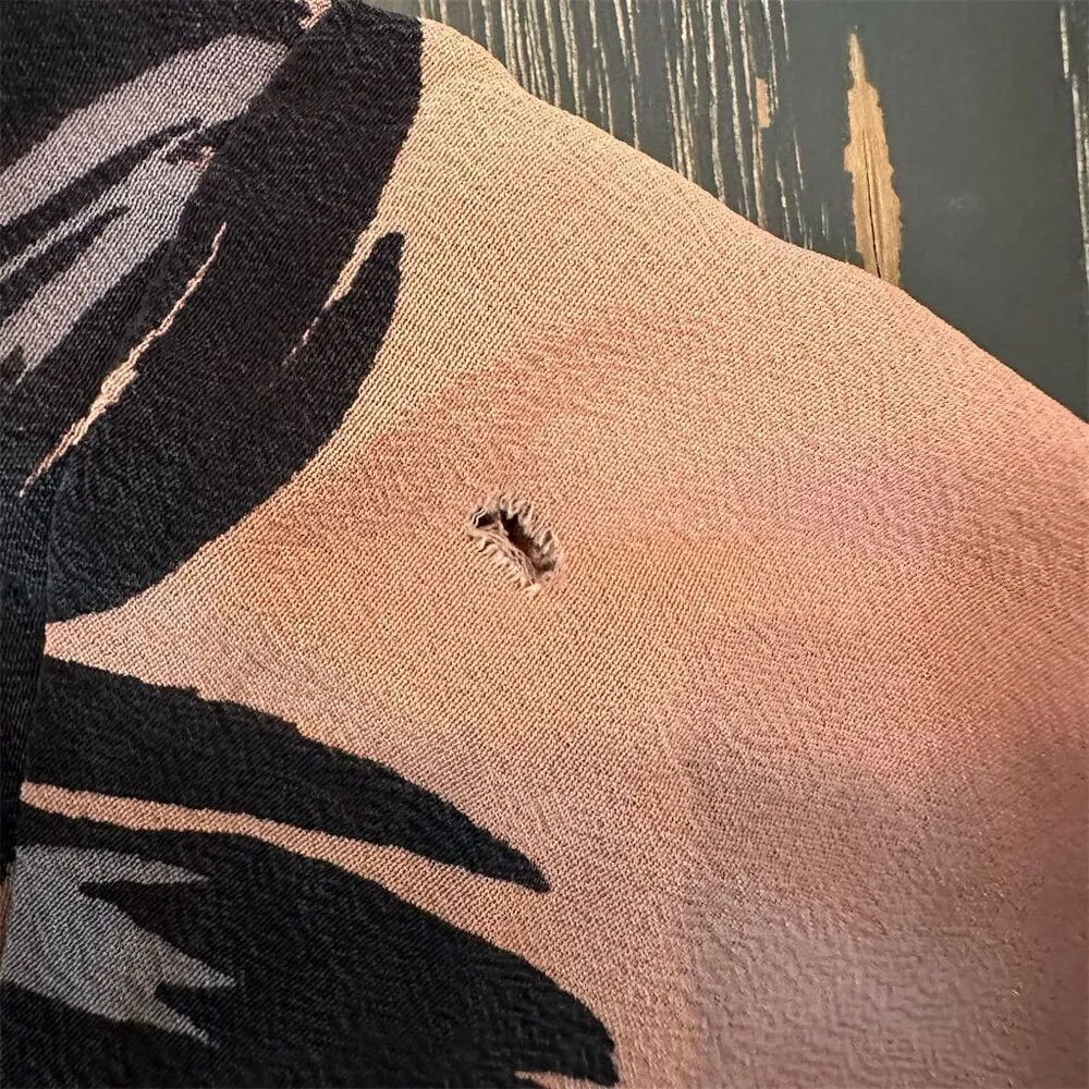 Rebecca Taylor Women's Silk Floral Print Long Sleeve Henley Top Pink Size 2 - Image 11