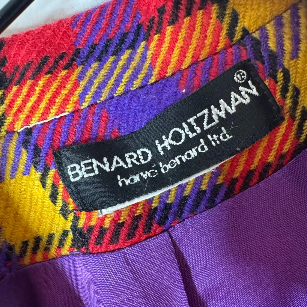 Bernard Holtzman Vintage Plain Wool Blazer Shoulder Pads size 10 Pink - Image 2