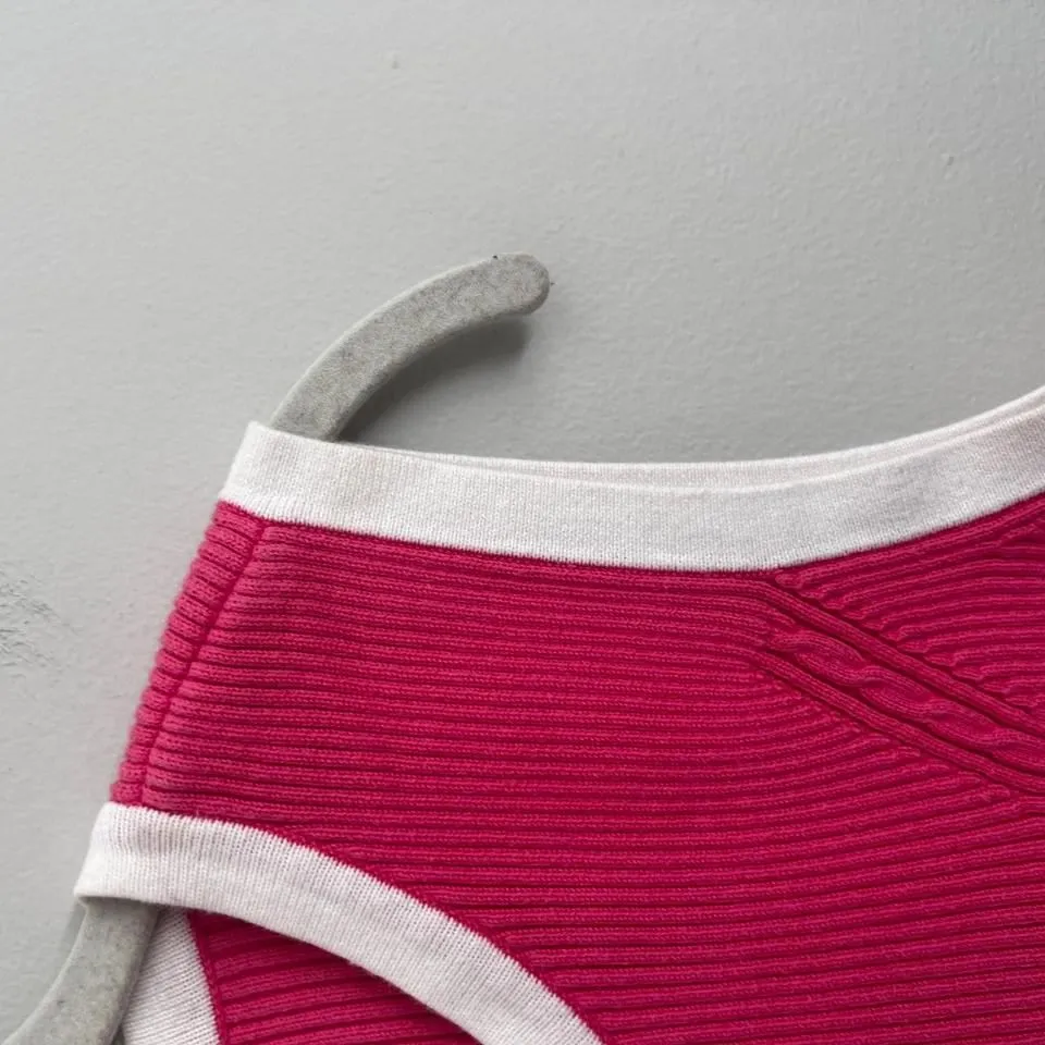 PINK TOMMY HILFIGER RIBBED SWEATER‎ TANK TOP - Image 8