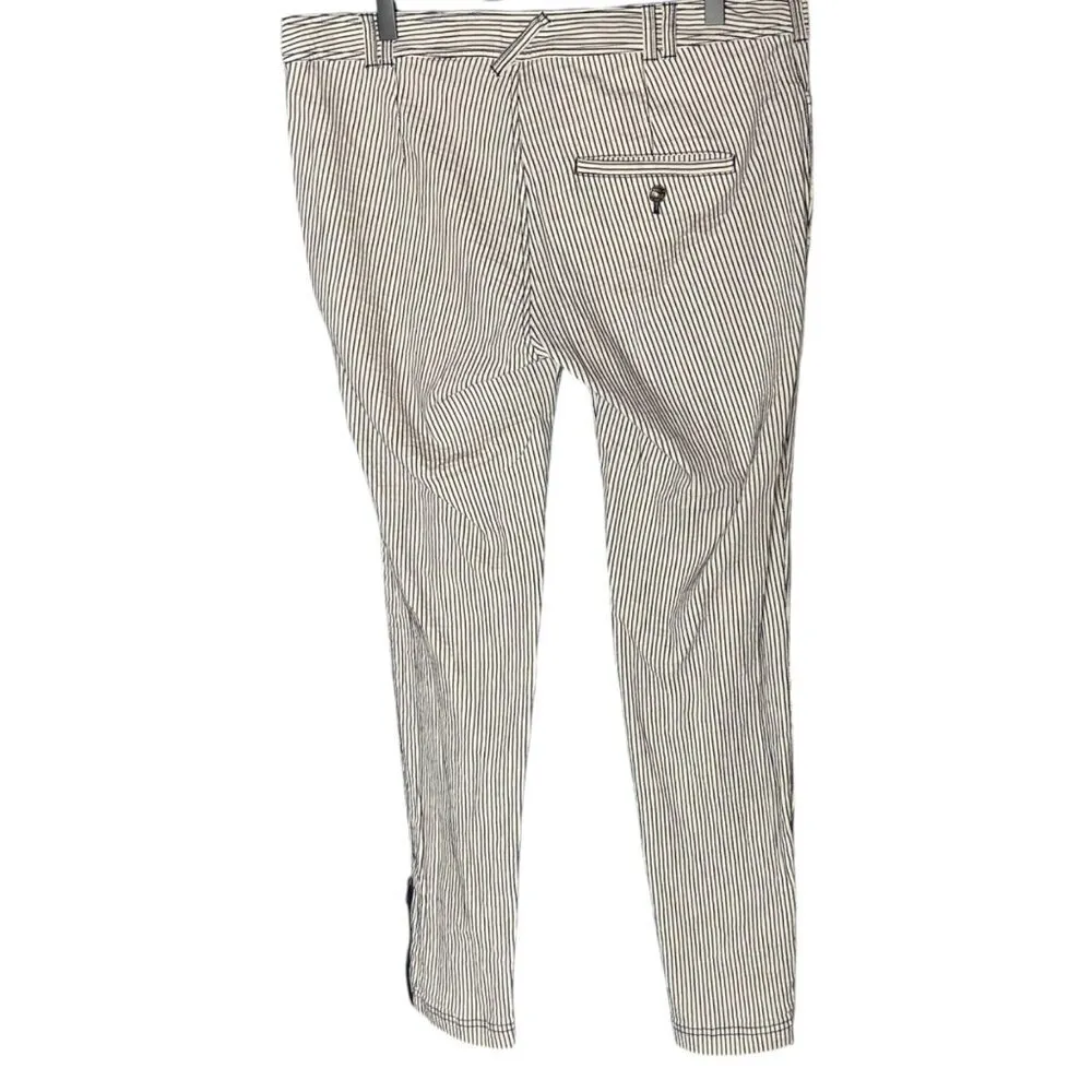 Hugo Boss Orange Women's 36x29 Pin Stripe Zip Ankle Pants Blue White Slim Fit‎ - Image 4