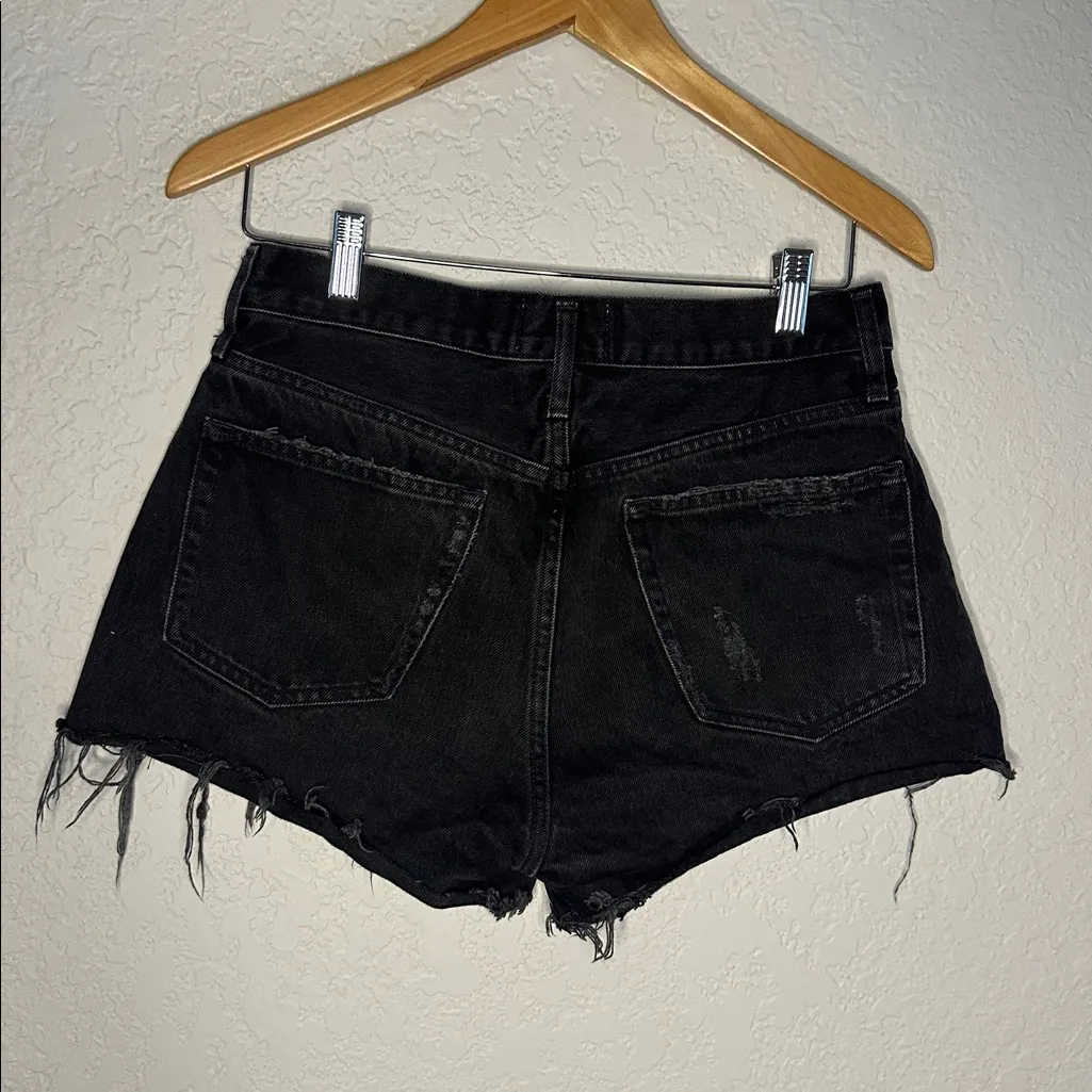 AGOLDE Parker Distressed Cutoff Denim Shorts Size 27 Zero Black Wash - Image 6