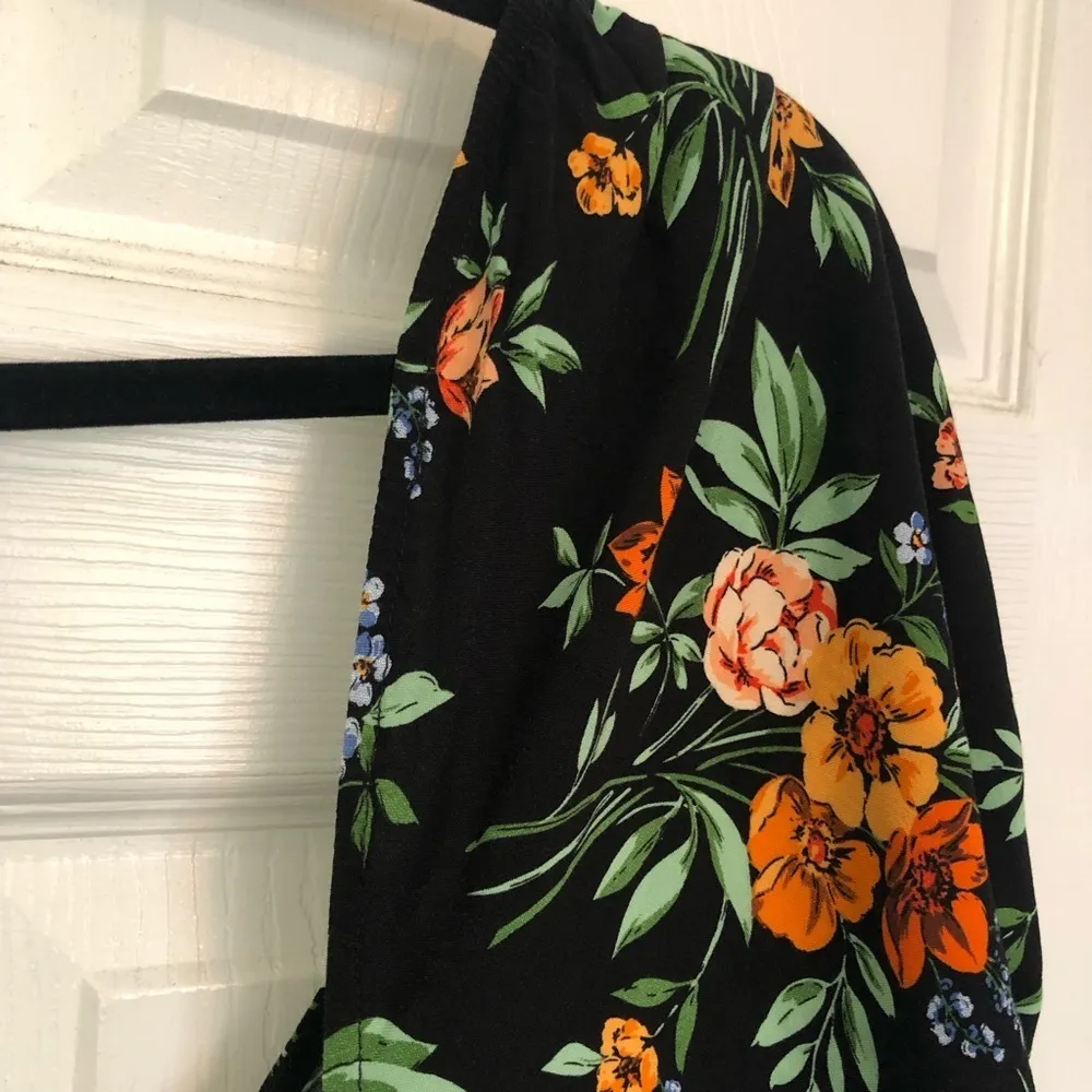 ASOS Design Black Floral Button Down Midi Dress Size US 8 - Image 13