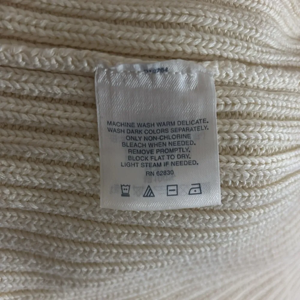 Lands' End Zip Cardigan Ribbed Cable Knit Natural Medium - Image 9