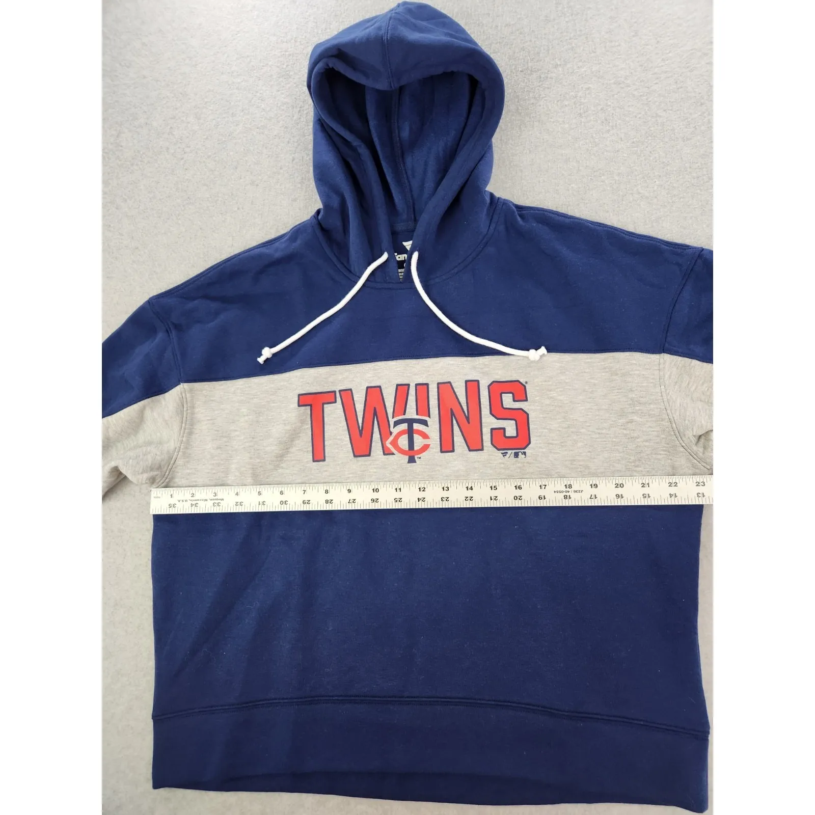 Women Minnesota Twins Baseball Navy Stripe Logo Pullover Hoodie Sweatshirt LARGE - Image 6