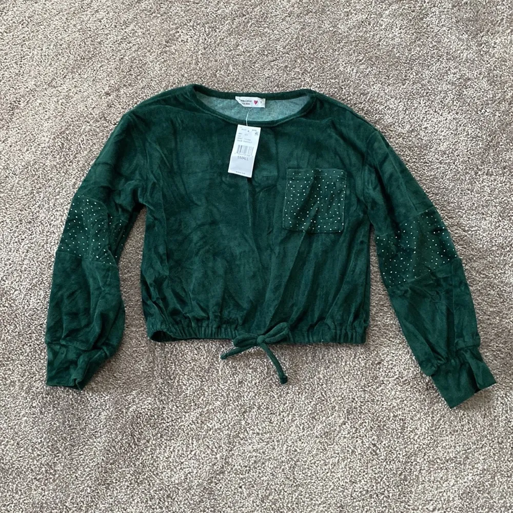 Beautees Green Velour Two Piece Set SIZE S - Image 2