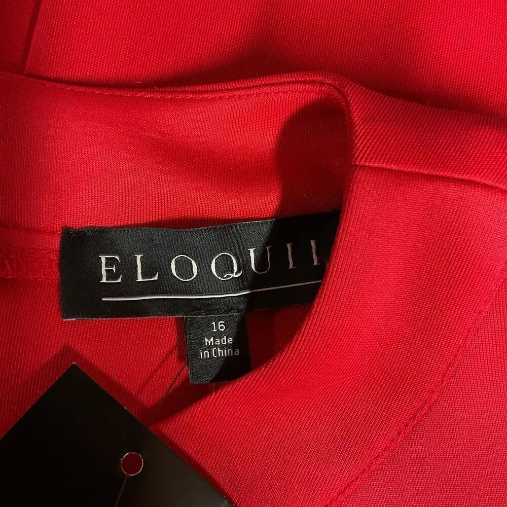 Anthropologie ELOQUII Women's Red Scalloped Overlay Dress Plus Size 16‎ Stretch - Image 13