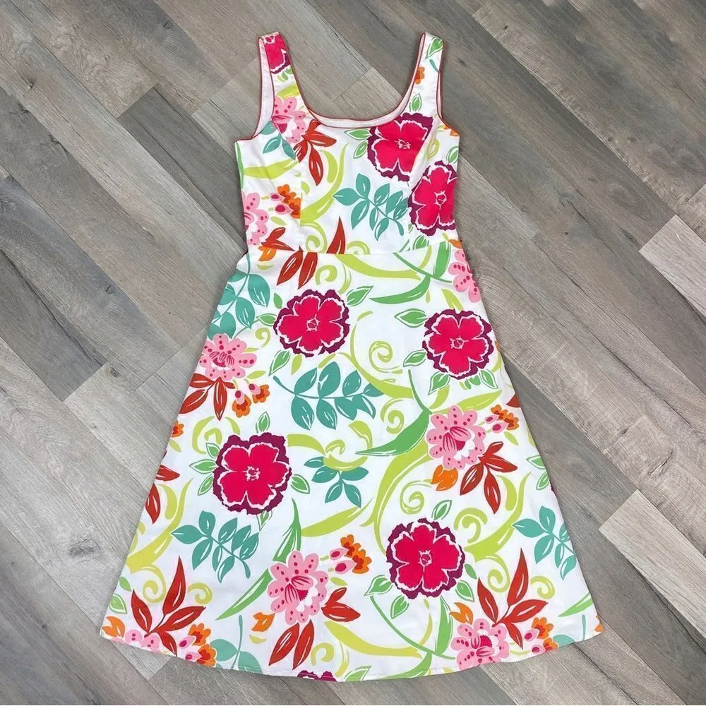 Spenser Jeremy Floral Fit Flare Sundress White‎ Pink Green 4 White - Image 11