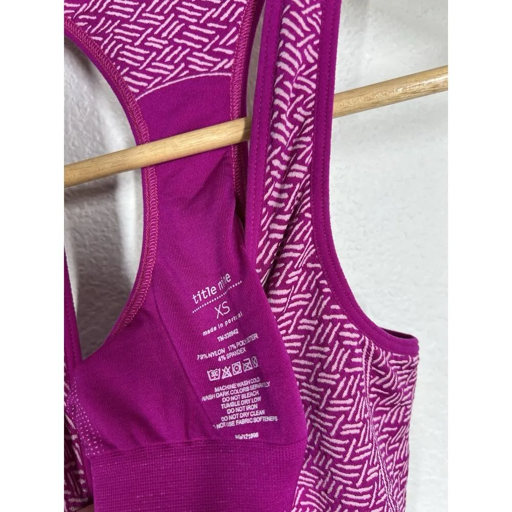 Title Nine Racerback Tank Top XS Shelf Bra Magenta White - Image 2