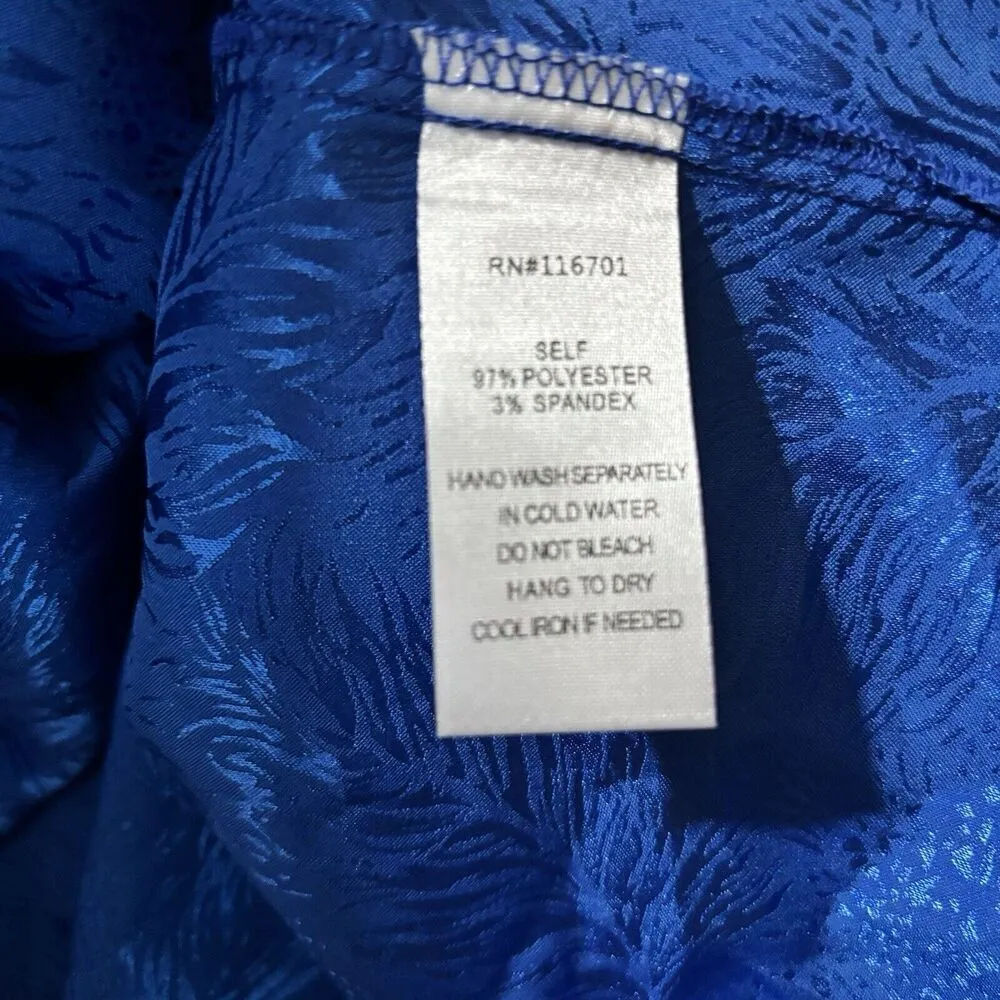 KARLIE Top Womens Large Blue Embossed Flowy Tasseled Peasant Long Sleeve Blouse - Image 8