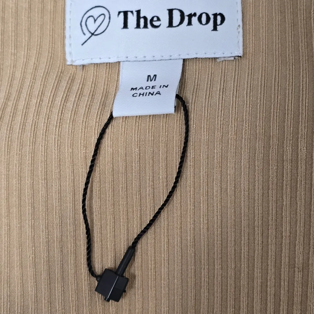 The Drop Theresa Tan Sweetheart Neck Ribbed Knit Puff Sleeve Top Size Medium - Image 6