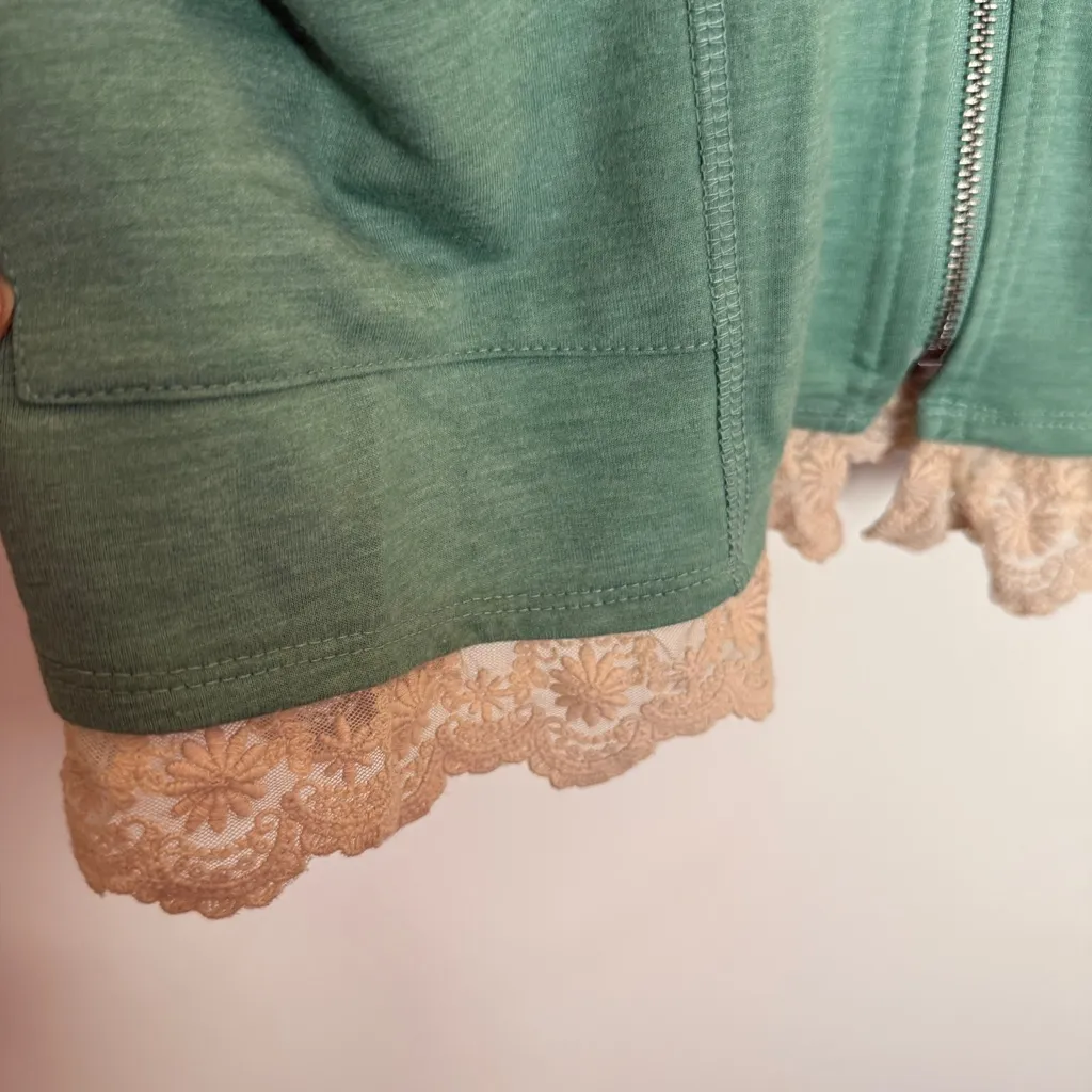 LOGO Lounge Women's Green Zip Hoodie with Lace Trim XS - Image 4