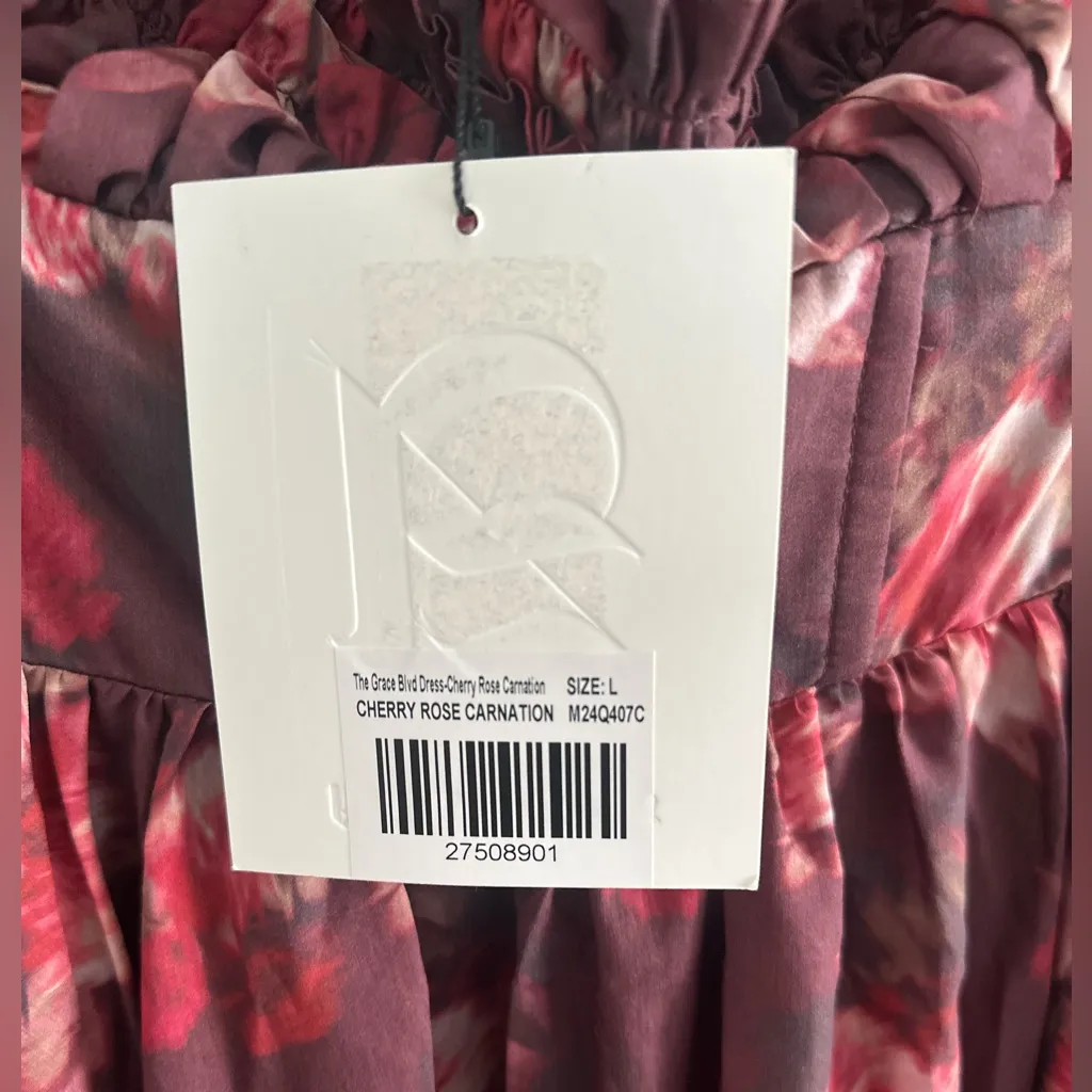 Maison Amory THE GRACE BLVD DRESS IN CHERRY ROSE CARNATION Sz L Red Size L - Image 8