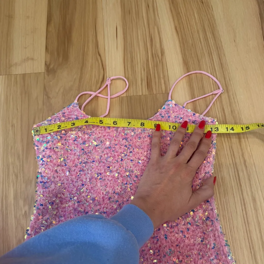 Lucy in the Sky Sz S pink sequin mini dress #glamour - Image 7