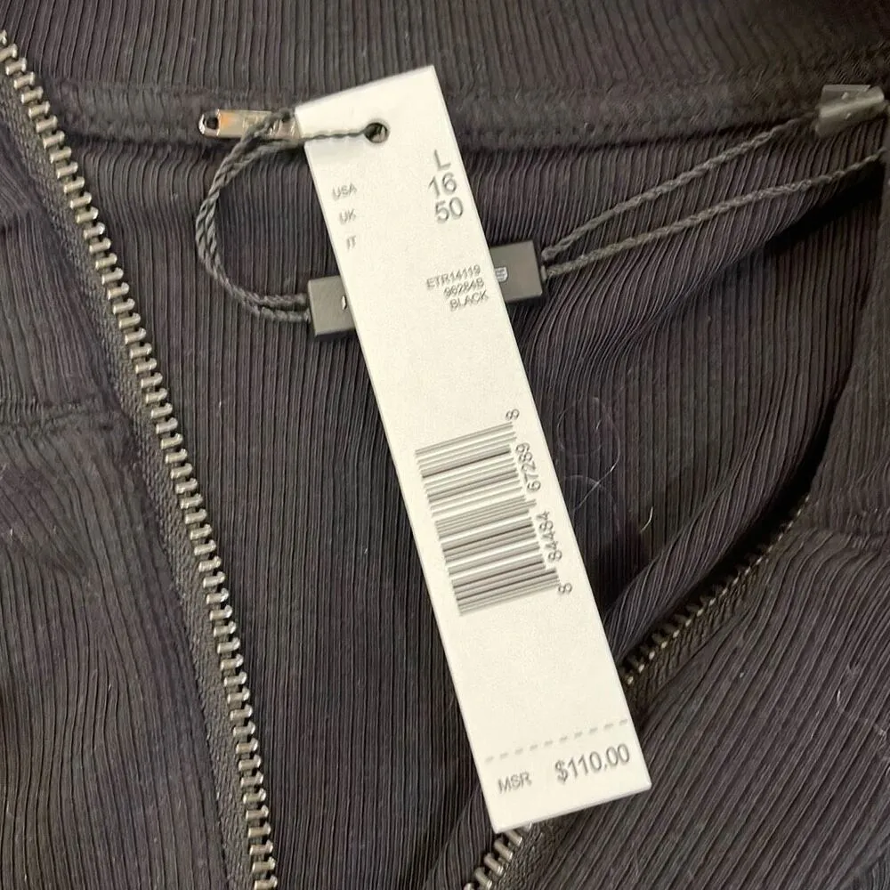 ELIE TAHARI Rib-knit Mock Neck Bodysuit In Black Size Large NWT‎ $110 - Image 8