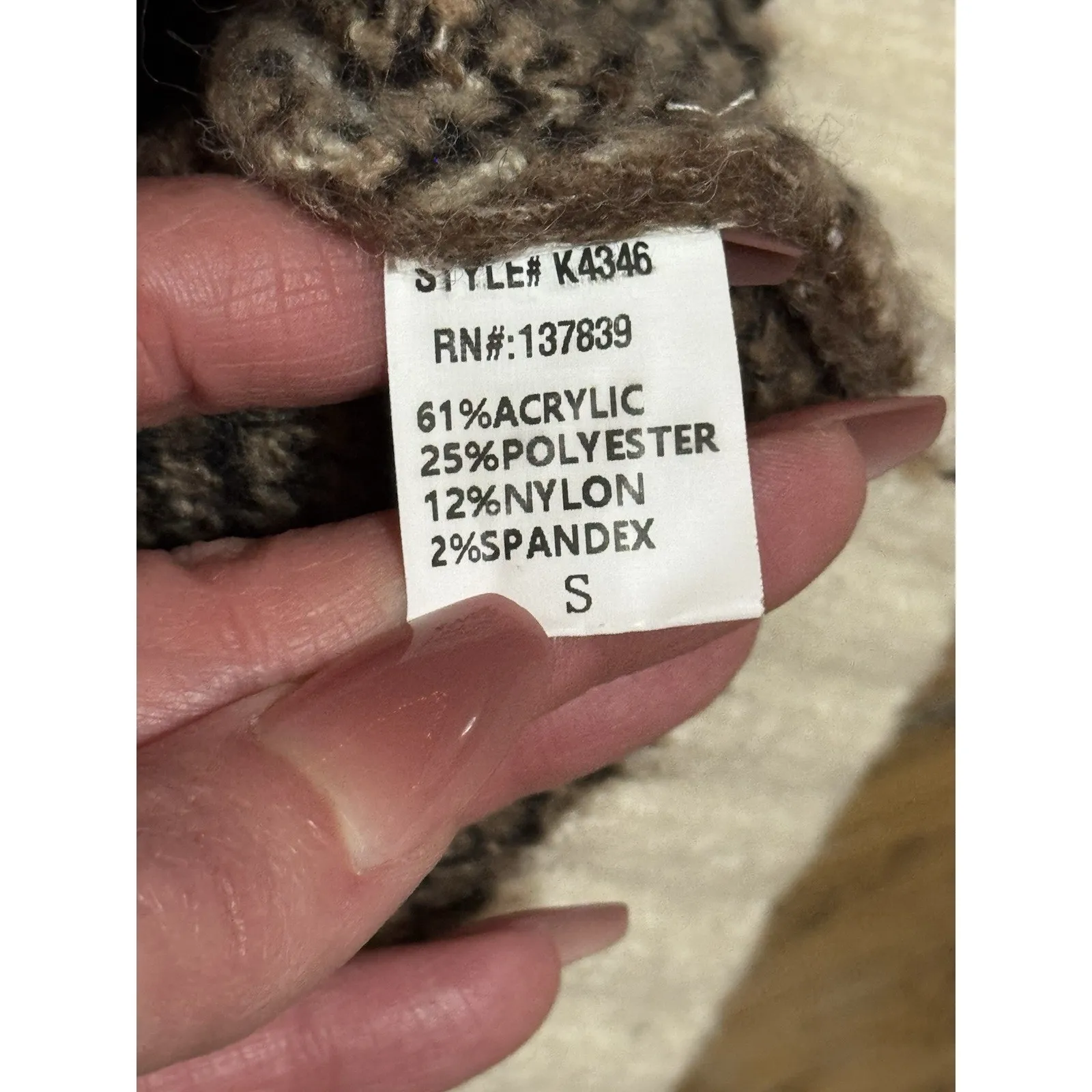 Anthropologie Luna Ivy Teddy Bear Long Sleeve Pullover Sweater Size Small Preppy Brown - Image 7