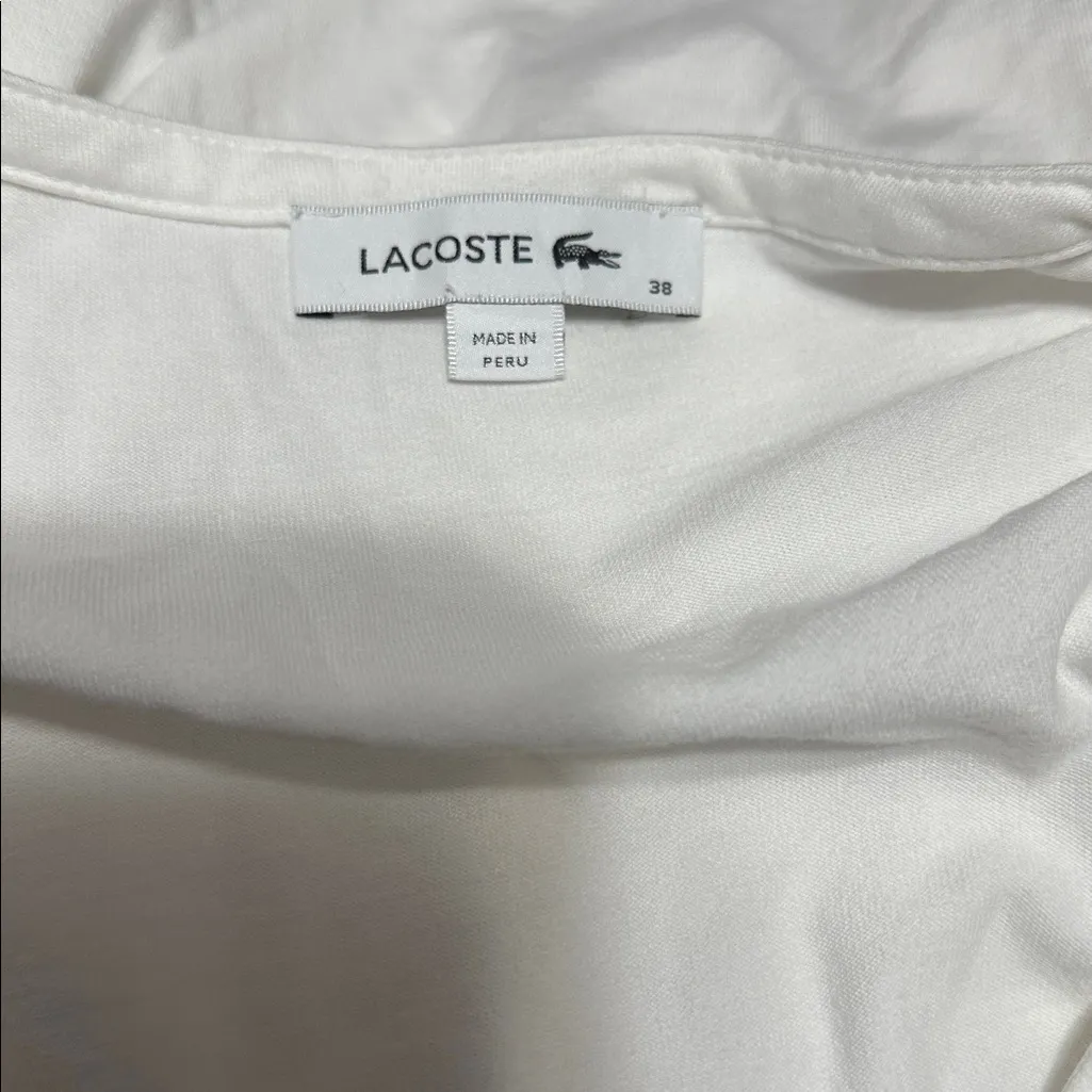 Lacoste Women's Long Sleeve White V-Neck Tee - Image 4