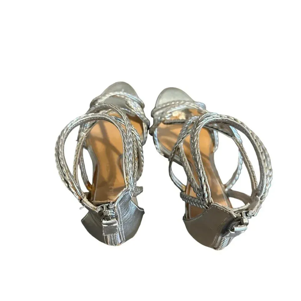 Badgley Mischka Evoke Dress Sandal High Heel Silver Metallic Size 6.5 Women's - Image 9
