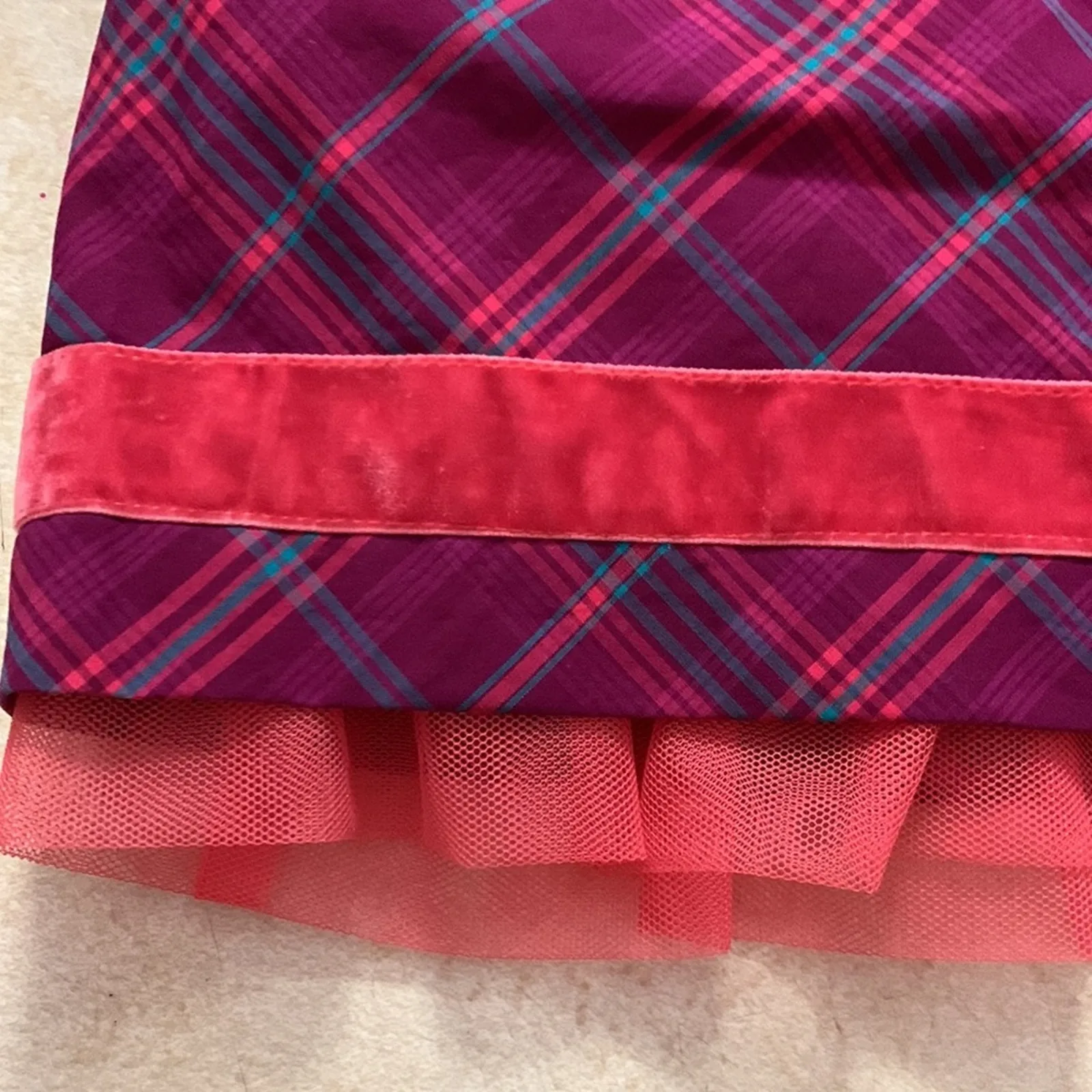 Matilda Jane womens medium pink plaid skirt lined tulle cute purple clueless - Image 5
