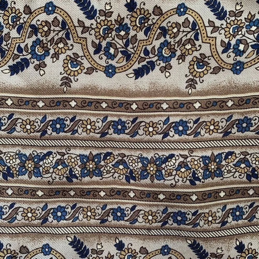 Vintage Hunt Club Collection Skirt Faux Wrap Cream Floral Stripe Print Size 14 Tan - Image 7