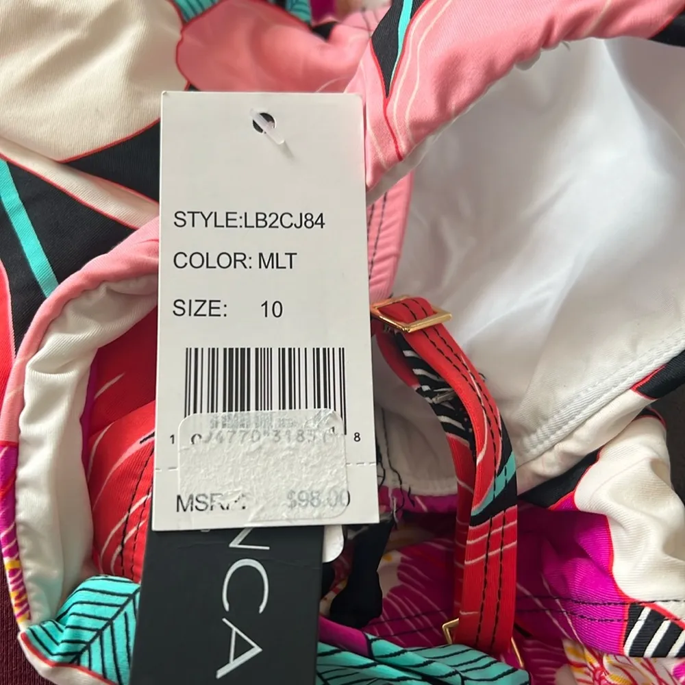 La Blanca Over the Shoulder Front Knot Tankini Swimsuit Top, Size 10 NWT - Image 4