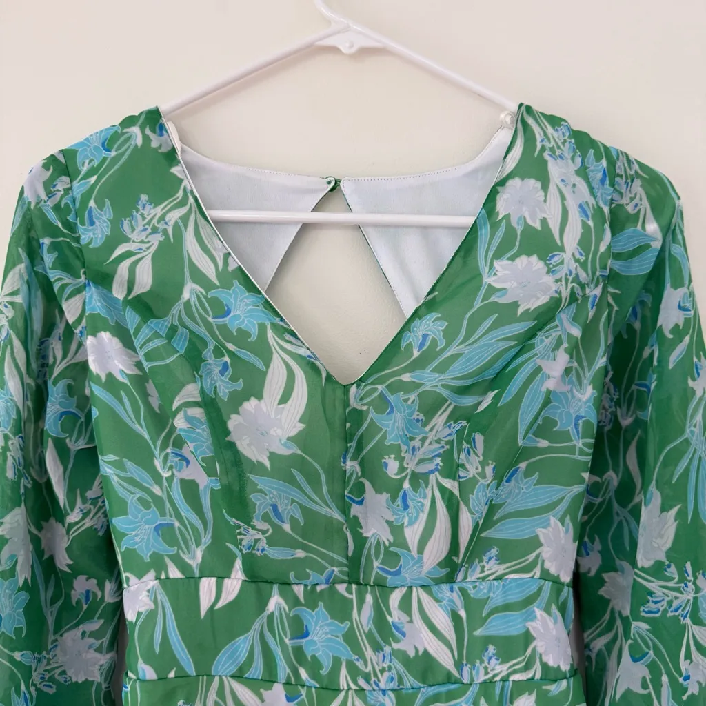 Jessica Simpson Vibrant Green Floral Mini Dress Size XS - Image 3