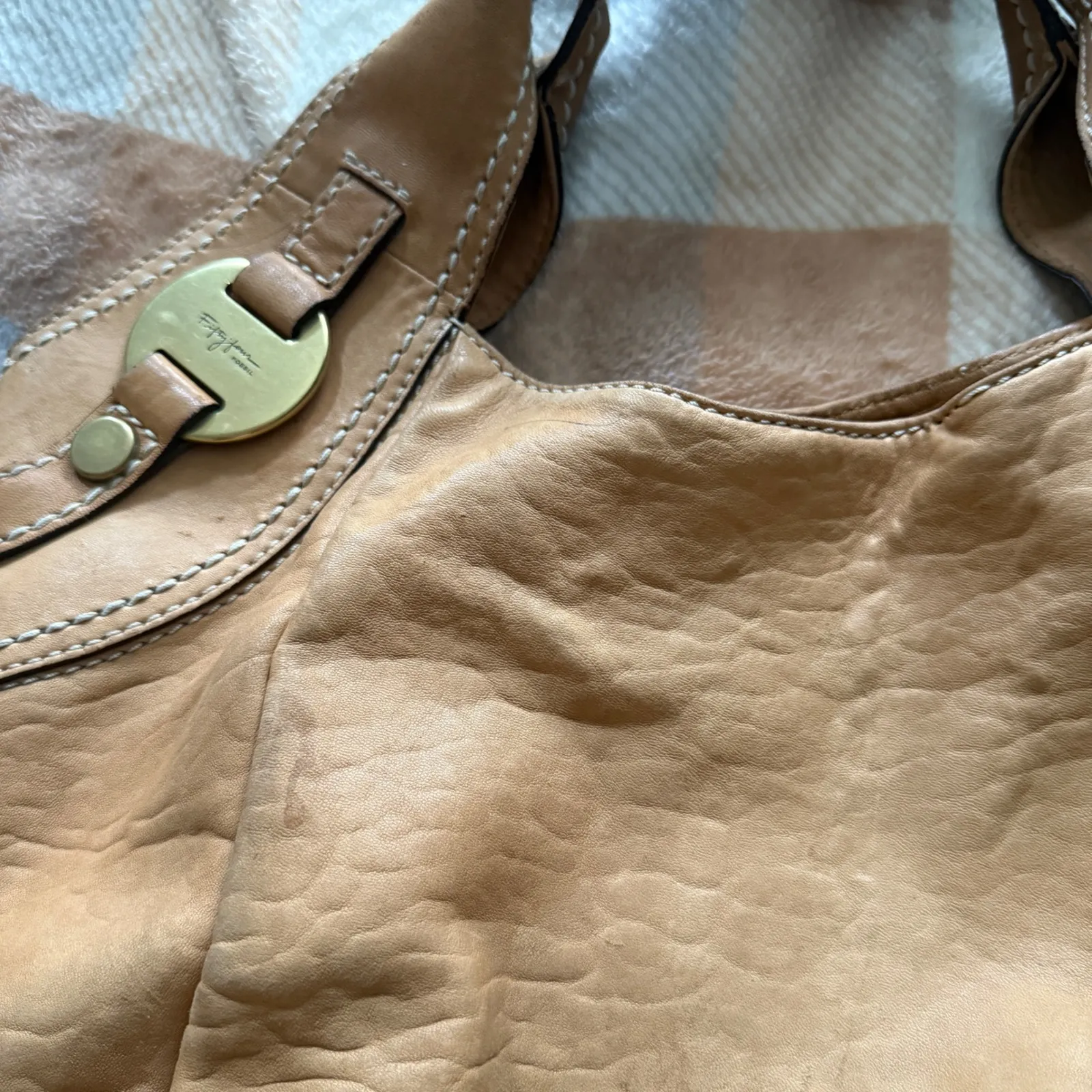 54 Fossil Vintage Y2k Hobo Bag Genuine Leather Slouchy Shoulder Bag Boho *AS IS - Image 2