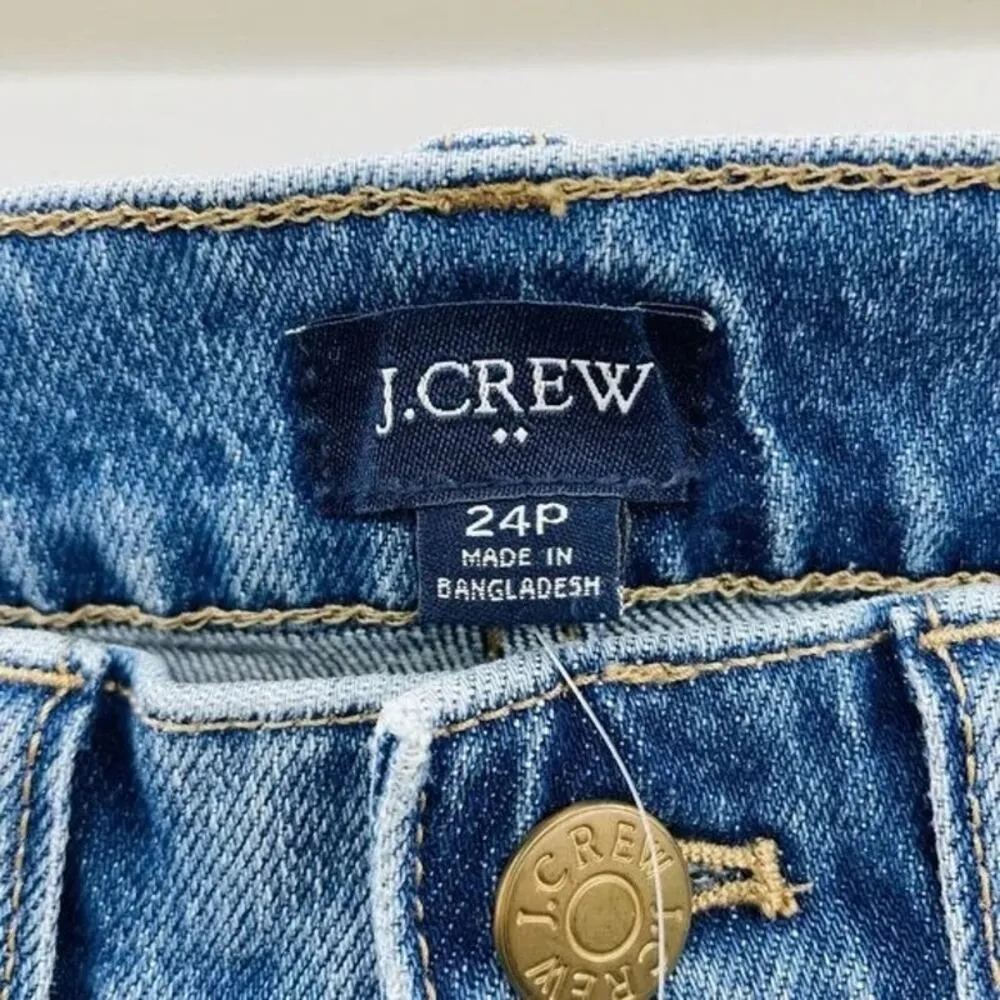 NWT J.Crew Cropped Ankle Straight Leg Patch Pocket Utility Stretch Jean 24P Blue - Image 11